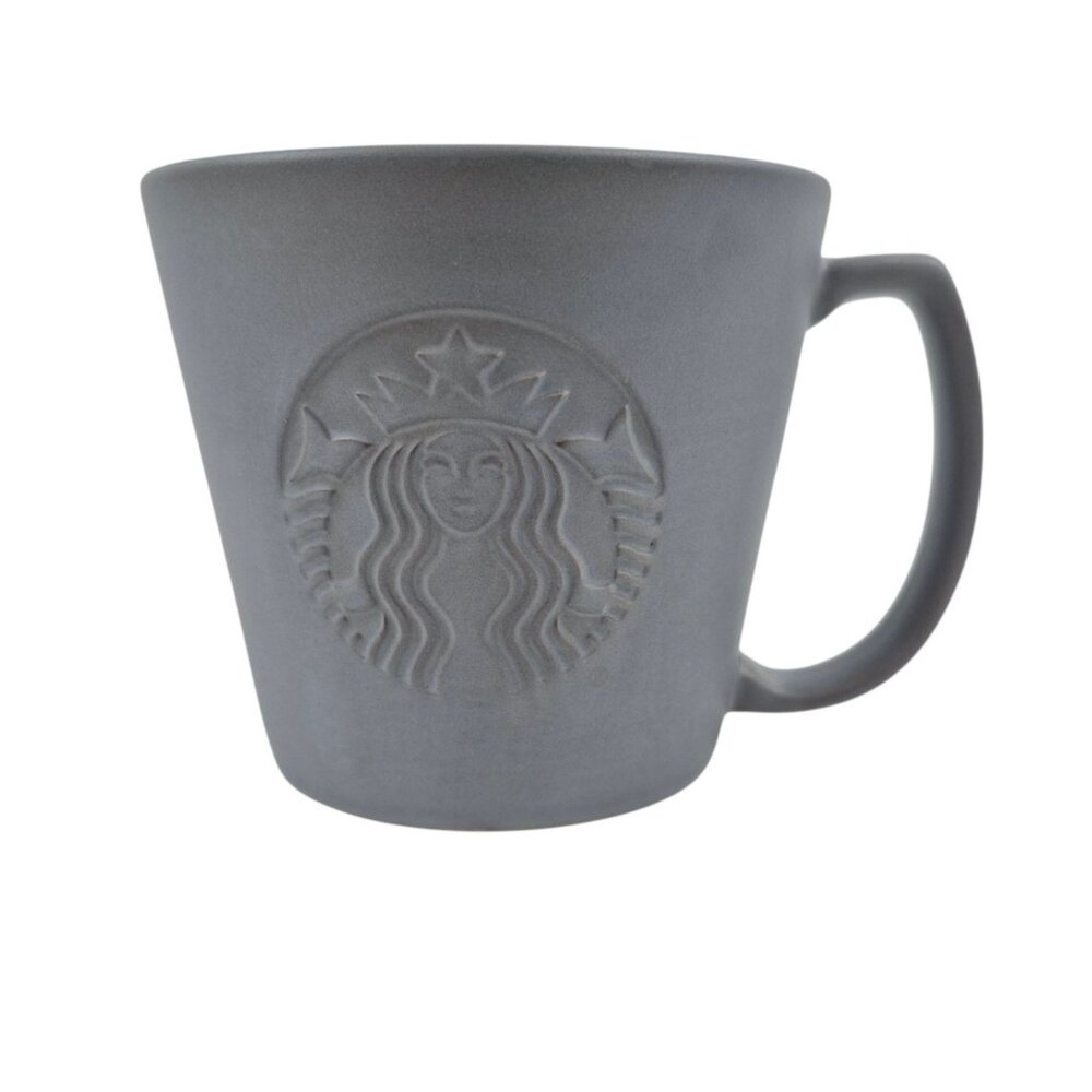Starbucks Logo Mug 2019 Matte Gray Embossed Siren Tall 12 oz Coffee Cup